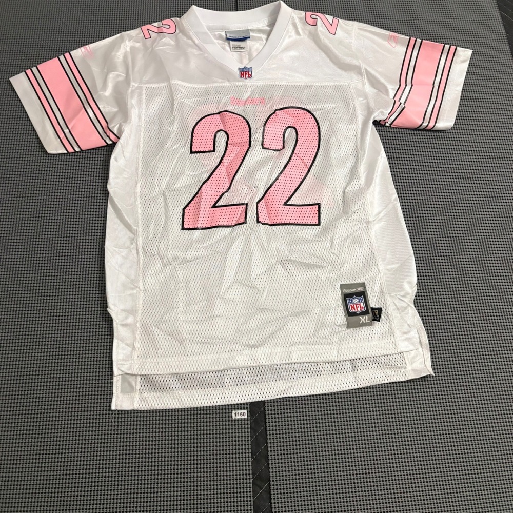 Reebok NFL Pittsburgh Steelers Duce Staley 22 Jersey Youth XL White Pink Mesh